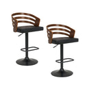 Walnut Barstool Leather Seat And Metal Base