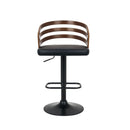 Walnut Barstool Leather Seat And Metal Base