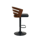 Walnut Barstool Leather Seat And Metal Base