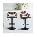 Walnut Barstool Leather Seat And Metal Base