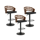 Walnut Barstool Leather Seat And Metal Base