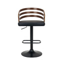 Walnut Barstool Leather Seat And Metal Base