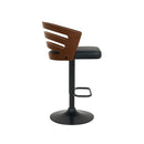 Walnut Barstool Leather Seat And Metal Base