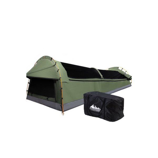 Double Swag Camping Canvas Tent Deluxe Celadon
