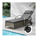 Wheeled Sun Lounger Day Bed Outdoor Setting Patio Furniture