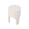 Whispers Of Elegance Ribbed Paulownia Wood Stool In White Serenity