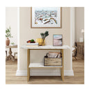 White Faux Marble Sofa Table With Faux Marble Tabletop For Living Room
