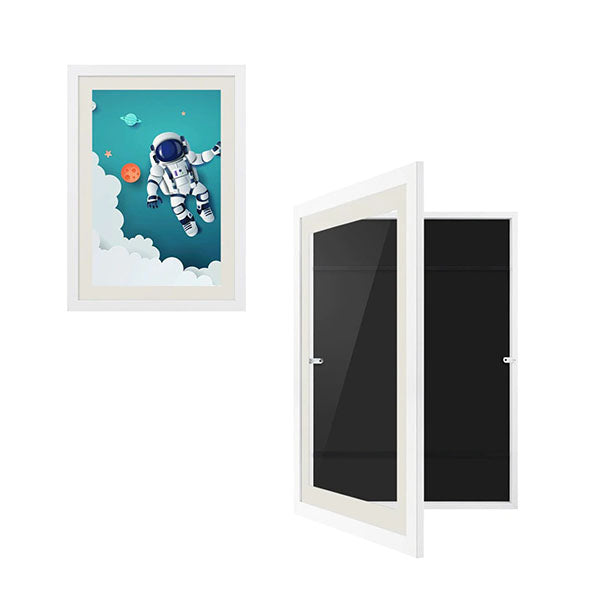 White Kids Artwork Display Frame Front Opening