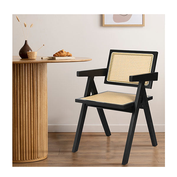 1X Black Wicker Armchair Dining Chair