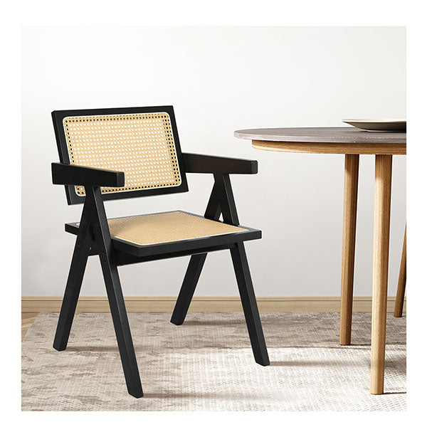1X Black Wicker Armchair Dining Chair