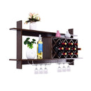 Wall mounted Wine Rack with Glasses Holder for Kitchen Living Room Bar
