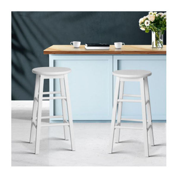 Wooden Bar Stool Set of Two White