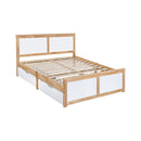 Wooden Bed Frame With 2 Storage Drawer Double Mattress Base