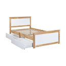 Wooden Bed Frame With Headboard 2 Storage Drawers