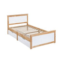 Wooden Bed Frame With Headboard 2 Storage Drawers