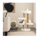 87 Cm Tall Wooden Cat Tree With Jute Scratching Posts For Pet