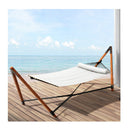 Wooden Hammock Chair With Stand Linen Hammock Bed Timber Steel 200Kg