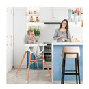 Wooden High Chair With Double 4 Gear Tray For Babies Grey