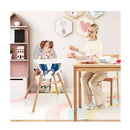 Wooden High Chair With Double 4 Gear Tray For Babies Grey
