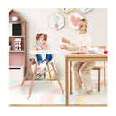 Wooden High Chair With Double 4 Gear Tray For Babies Beige