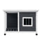 Dog Kennel House Wooden Grey and White
