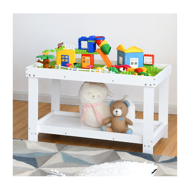 Wooden Kids Activity Table With Storage Shelf Removable Tabletop White