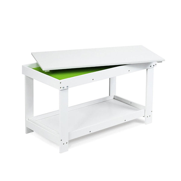 Wooden Kids Activity Table With Storage Shelf Removable Tabletop White