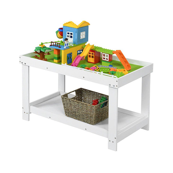 Wooden Kids Activity Table With Storage Shelf Removable Tabletop White