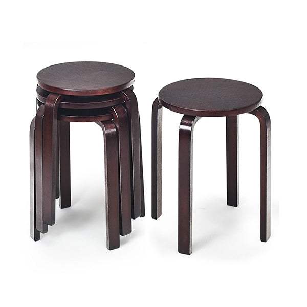 Set Of 4 Stackable Wooden Stools For Living Room And Dining Room