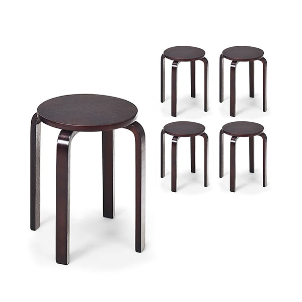 Set Of 4 Stackable Wooden Stools For Living Room And Dining Room