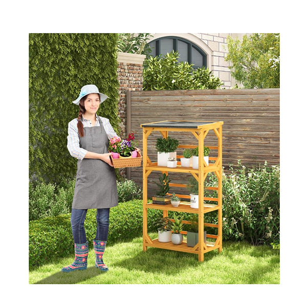 Wooden Storage Rack With Weatherproof Asphalt Roof For Garden – Simply ...