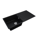 Granite Quartz Sink With Drainboard Strainer Waste Overflow Black