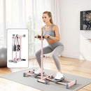 Foldable Ski Exercise Machine Leg Thigh Trainer Home Fitness Cardio Pink