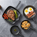 Cast Iron Fry Pan Skillet Cookware Set Induction Black 14/16/20/24cm