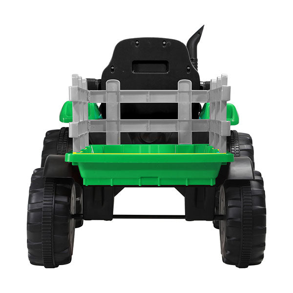 XL Kids Ride On Tractor 12V with Trailer Remote Green