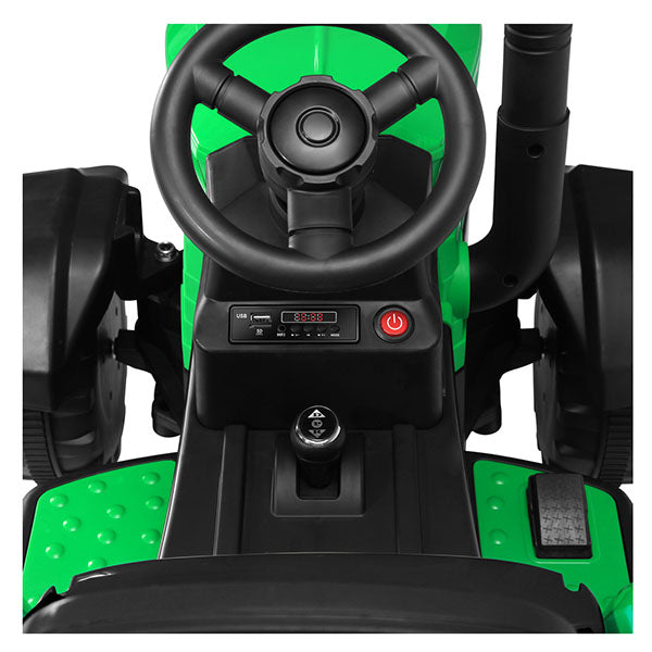 XL Kids Ride On Tractor 12V with Trailer Remote Green