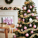 Christmas Tree Decoration Set Ribbon Baubles Ornaments Party 34pcs