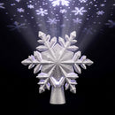 Christmas Tree Topper Lighted 360¬∞ Rotating Snowflake Projector Silver Glitter