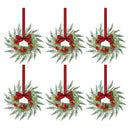 6x Christmas Wreath Garland 26cm Pre-lit Wreaths Red Berries Bow