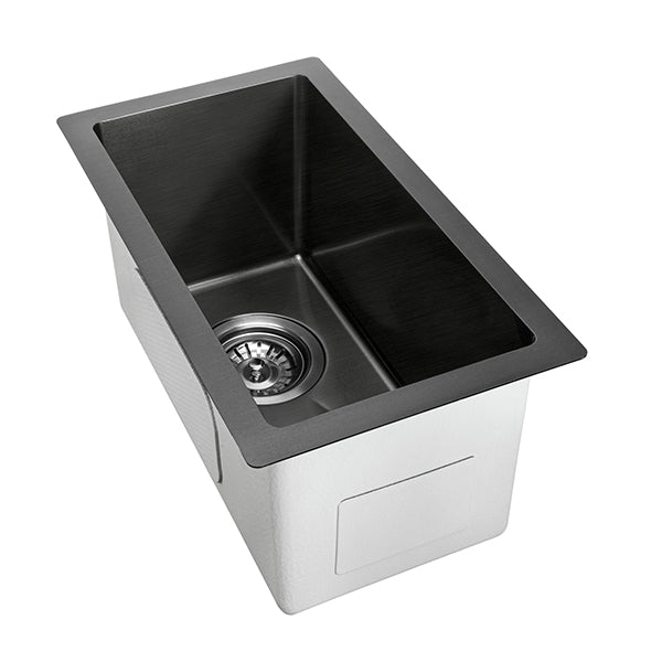 Sink Handmade Single Bowl Sink Mount Grey Black 304 Stainless Steel