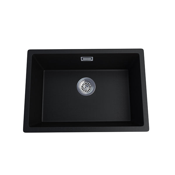 Black Kitchen Laundry Sink Single Bowl Granite Quartz Stone Mount