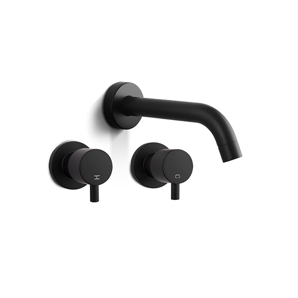Black Bathtub Spout Basin Water Spout Mixer Tap Set With Wall Taps