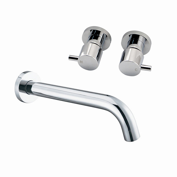 Chrome Bathtub Spout Basin Water Spout Mixer Tap Set With Wall Taps