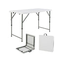 Portable Camping Adjustable Fold In Half Table With Tabletop White