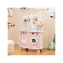Wooden Kids Pretend Kitchen Playset With Coffee Maker Microwave