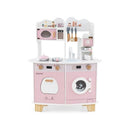 Wooden Kids Pretend Kitchen Playset With Coffee Maker Microwave