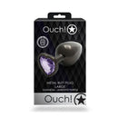 Ouch Heart Gem Gunmetal Large Butt Plug With Heart Gem Base