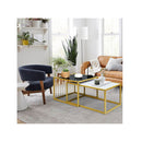 Set Of 2 Modern Coffee Table Set Stackable With Faux Marble Tabletop