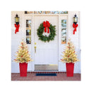 2 Pack Pre Lit Artificial Entrance Christmas Tree Potted