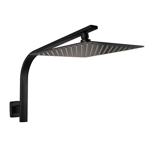 Super Slim Stainless Shower Head Square Black Gooseneck Shower Arm